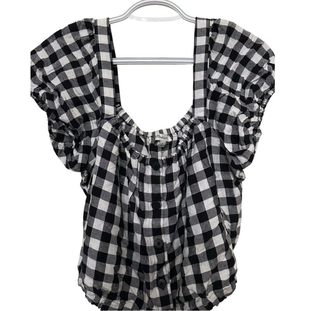 EUC Madewell Black and White Checkered Blouse